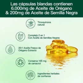 Aceite De Orégano En Cápsulas 6000mg Con Semilla Negra                                                                                                