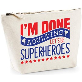 Hippowarehouse I'm Done Adulting Let's Be Superheroes printed make up cosmetic wash bag 18x19x9cm
