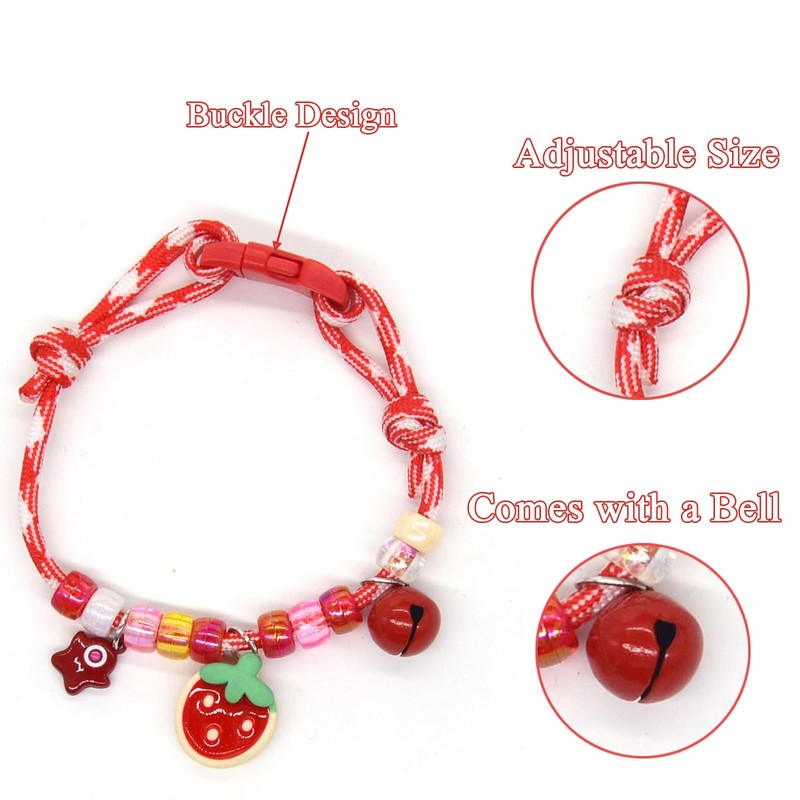 Hjvvr Cat Collar With Bell,Breakaway Pet Collar,Red Theme Strawberry Collar