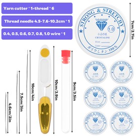 Tenbrachian 6 Rolls Elastic String for Bracelets, Clear Elastic Thread for Bracelets, Nylon Thread, Clear Stretchy Elastic Bracelet String for Jewellery Making Beading(0.4/0.5/0.6/0.7/0.8/1 mm x 4 m)