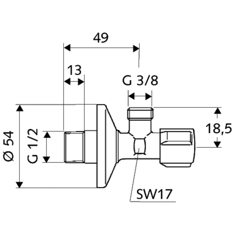 Schell 52120699 7890306 Comfort control angle Valve 1/2-Inch x 3/8-inch