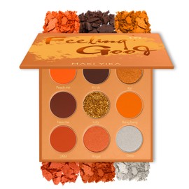 MAKI YIKA Orange Eyeshadow Palette Long Lasting, Orange Eye Shadow for Women, High Pigmented 9 Color Waterproof Orange Eye Makeup (#4 Orange)