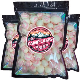 Crazy Nate’s Camp Cakes - Strawberry Cheesecake Taffy, Freeze-Dried Snack, Berry Cheesecake Adventure, Crunchy and Won’t Melt (3 PACK, Strawberry Cheesecake)