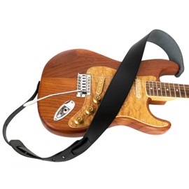 GUITAR STRAP Classsic Natural leather Adjustable length for Acoustic, Electric, Bass Guitars. Gift for Guitar Player. Release shoulder and neck tension (Black)