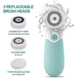 Cepillo de limpieza facial eléctrico exfoliante facial con 3 cabezales limpiadores y 2 velocidades ajustables para limpieza profunda, eliminación de puntos negros, masaje facial
