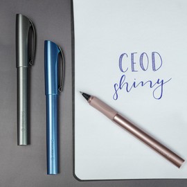 Schneider Ceod Shiny 186256 Rollerball Pen (Right and Left-Handed Users, Line Width M, Includes Ink Cartridge Royal Blue) Purple