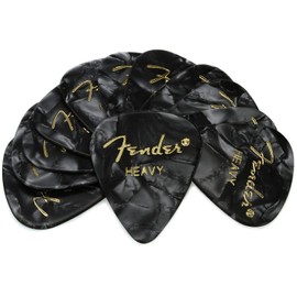 Fender Paquete de 12 Plumillas Premium de Guitarra, 351, Pesadas, Celuloide, Diseño Black Moto