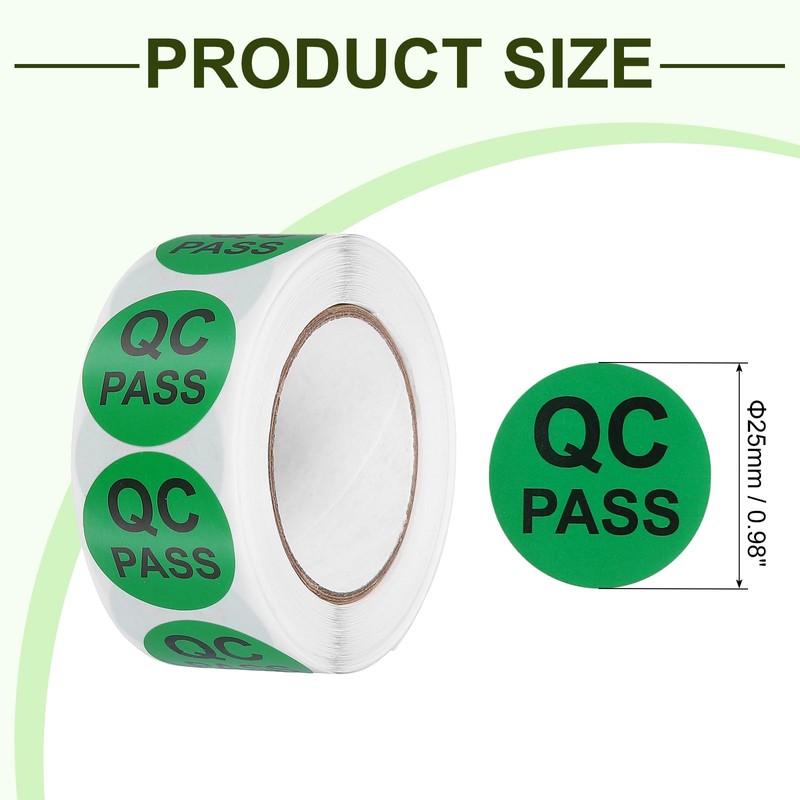 sourcing map 2Roll 1000Pcs QC Pass Labels, 1 Inch Round