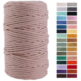 Pinkish Grey Macrame Cord 4mm x 109Yards,Colored Cotton Rope Craft Cord Colorful Cotton Cord Twine for Wall Hanging Plant Hangers Crafts Knitting Decorative Projects