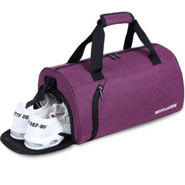 BECOJADDE Sports Bags for Men and Women, 35L Travel Duffel Bag, Overnight Bag with Shoe Compartment & Wet Compartment, Waterproof Carry On Bag for Sports, Gym, Swimming, purple, Travel handbag