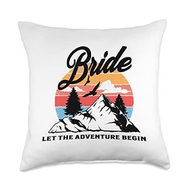 Camp Bachelorette Bride Rustic Outdoor Wedding Party Gift Throw Pillow