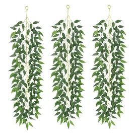 Artificial Willow Vines Garland (3 Pack) - 35.43" Real Touch Silk Hanging Greenery Washable Fake Vines for Home Decor Wedding Party Outdoor Indoor Wall Decoration