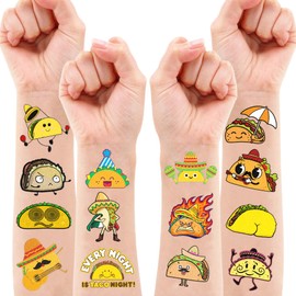 100 PCS Taco Bout Love Birthday Party Decorations Favors Supplies Temporary Tattoos Decor Mexican Fiesta Taco Twosday Tuesday Stickers For Boys Girls Gift School Prizes Rewards