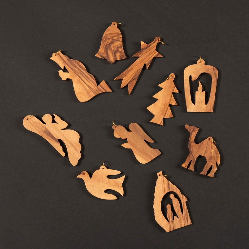 KASSIS Geschenkartikel Olive Wood Christmas Decoration Tree Decoration Pendant Set