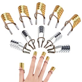 10 PCS Nail Forms Aluminum Nail Art Forms Tips Reusable Nail Extension Guide Protector Nail Accessories Manicure Tool for Acrylic UV Gel French Nail Art Salon Home Use