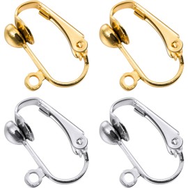 Bememo 36 Pack Clip-on Earring Converter with Easy Open Loop for DIY Earring and Turn Any Studs or Pierced into Clip on (Gold and Silver)