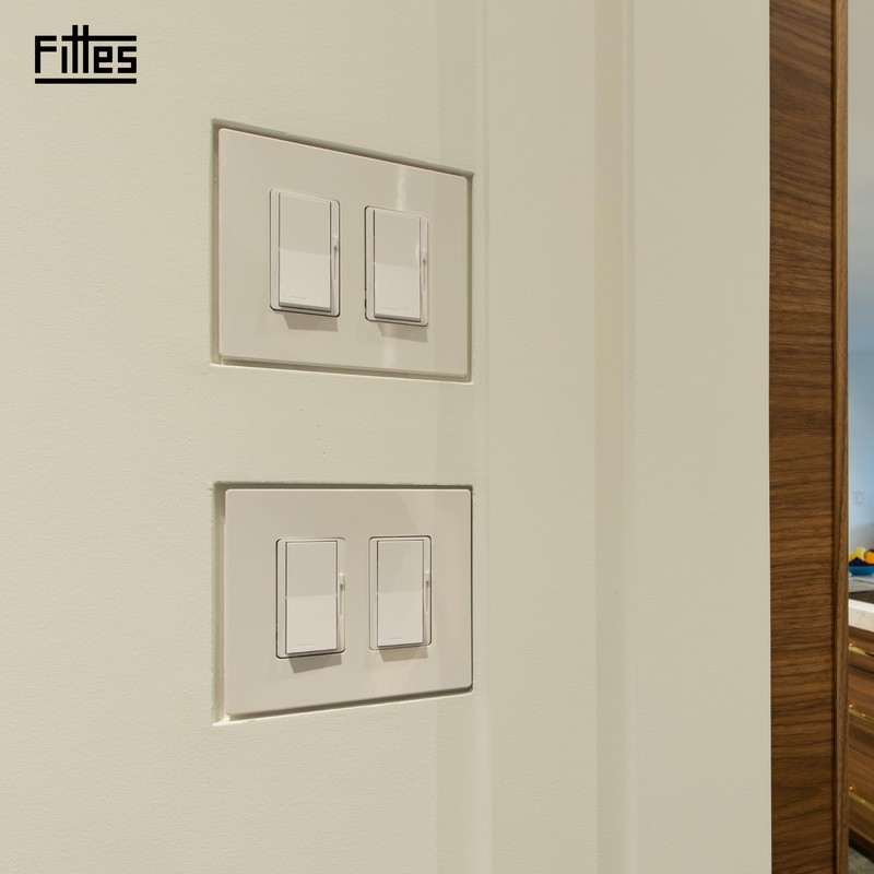 Fittes Flush Drywall Receptacle Mount [Lite]- 2 Gang Cotton White