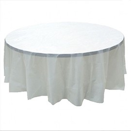 24 pcs (1 case) of Plastic Heavy Duty Premium Round tablecloths 84" Diameter Table Cover - Clear Slightly Frosted