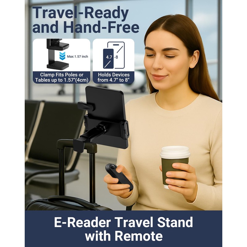 Kindle Travel Stand with Remote Page Turner – Foldable Kindle