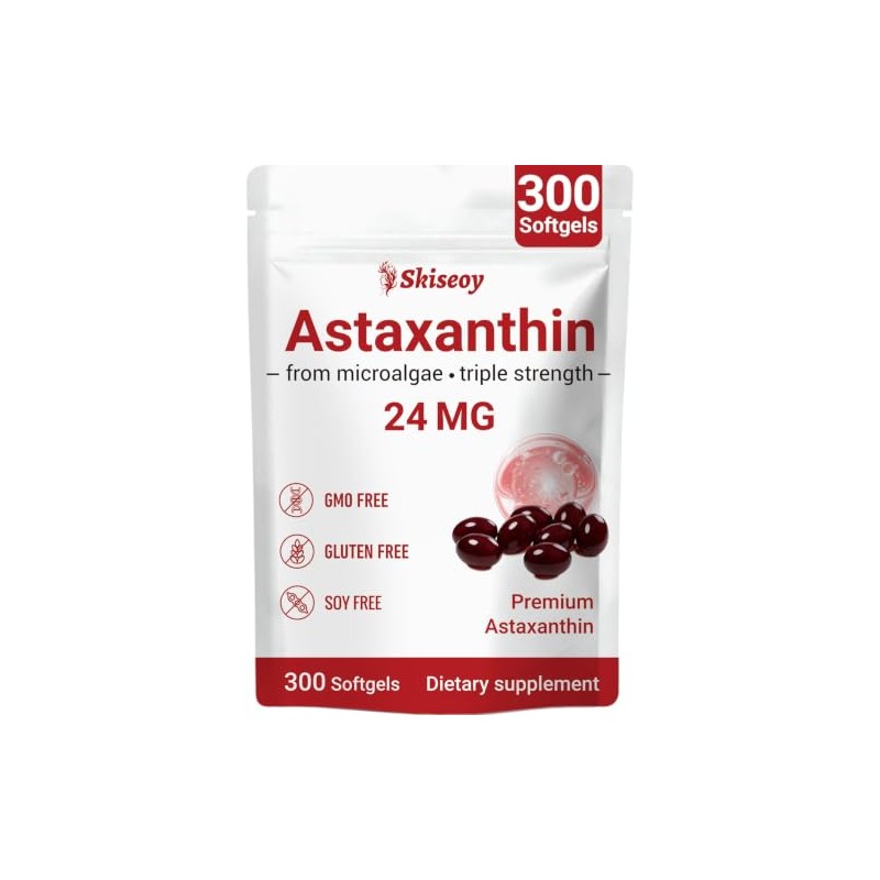 Astaxanthin 24mg with MCT Oil, Astaxanthin Antioxidant Supplements with Ashwagandha,