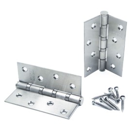 2 Pack Yuette Steel Door Hinges, Heavy Duty 4 inch X 3 inch, Thickness 2.5mm Non Removable Hinge Pin for Interior and Exterior,Silver