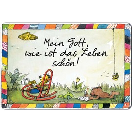 14 x 20 cm Tin Sign, Wall Sign, Door Sign for Children's Room - Funny Saying Children's Book Motif Suitable for Janosch Fans and Lovers