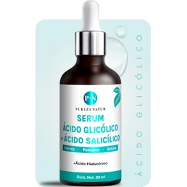 PUREZANATUR Serum facial Ácido glicólico + Salicílico hidratante 50ml Suero antiedad con AHA, BHA, Acido hialurónico reductor de sebo skincare