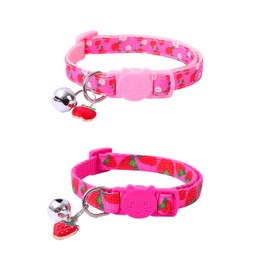 2 Pack Cat Collars Adjustable Kitten Collars with Bells Breakaway Button Cat Collars Fruit Style Cat Collar Adjustable 19-30cm
