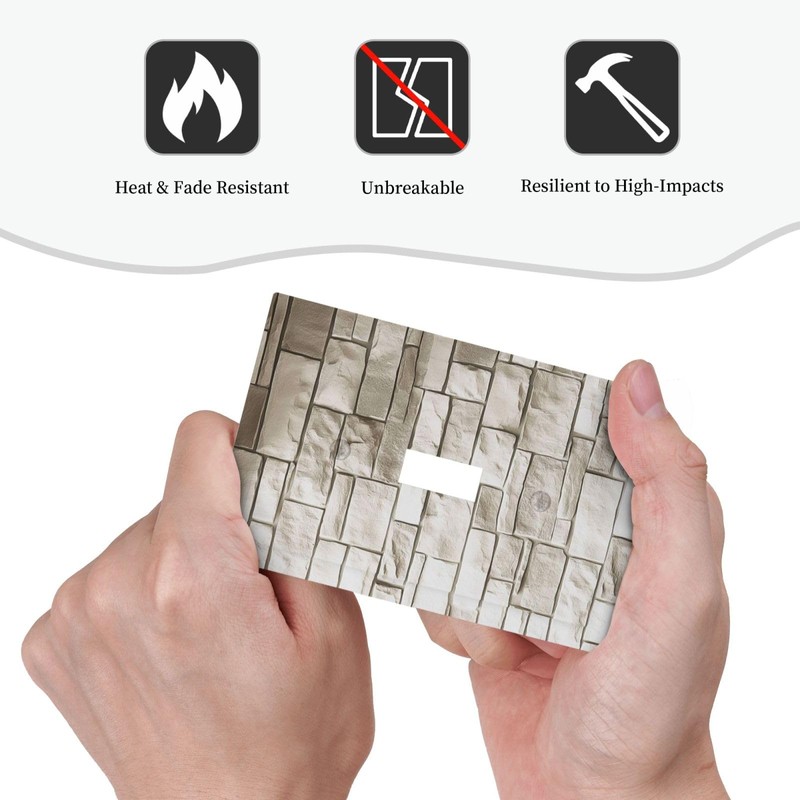 Nijuodnijir Decorative Light Switch Cover Natural Beige Stone Brick Texture