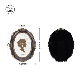 Tone Link. Vintage Oval Picture Frame 5x7 Inch, Luxury Antique Photo Frames with Glass Front, Tabletop Wall Hanging, Walnut