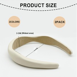 Guiguishiny 3cm Leder Hartes Stirnband Breites PU Gepolstertes Stirnband Retro Style Haarband Mode Bequeme Stirnbänder für Frauen und Mädchen (Beige+Kaffee, ONE SIZE)