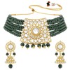 Aheli Trendy Gold Plated Green Kundan Pearl Gargantilla Collar con