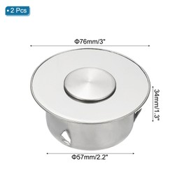 PATIKIL Chimney Hole Cap,2 Pcs 63mm(2.5") Tightness Adjustable Round Stainless Steel Flue Hole Cover Stove Pipe Cap Pipe Cover with Removable Hole Cap for Kitchen Balcony Sewer,Silver Tone