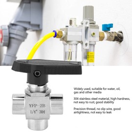 3-Way Stainless Steel Ball Valve, High Pressure Valve BSPP Internal Thread Straight Needle Valve, Durable Valve Pipe Flow Control for Water, Gas, Oil, Transmission, Fuel and Other Media (BSPP1/4 Inch)