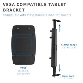 VIVO Universal VESA Mount Adapter for Tablets, 2-in-1 Laptops, & 15.6 inch Portable Monitors, Max VESA 100x100, Adjustable Laptop Holder, Black, MOUNT-UVM02