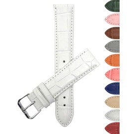 Bandini 14mm Womens Italian Leather Watch Band Strap - White - Alligator Pattern