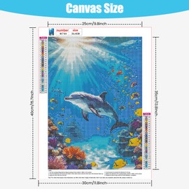 TOSTOG Diamond Painting Kits for Adults,Dolphins and Ocean Diamond Art Kit Full Drill 5D DIY Diamond Art Picture Crystal Arts and Crafts for Home Wall Decor 30x40cm/12x16inch