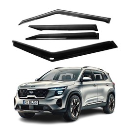 Fit for Kia Seltos 2021 2022 2023 2024 Acrylic Front & Rear Window Vent Visors Set - Sun, Rain, and Vent Protection, 2mm-Thickened, Tape-On Outside-Mount 4-Piece Window Deflector Guard Kit