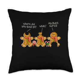 Classic My Butt Hurts Gingerbread Man Christmas Funny Throw Pillow