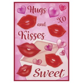 Morigins Sweet Kisses and Hug Decorative Valentine's Day Love Garden Flag 12.5x18 Inch