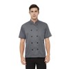 TopTie Short Sleeve Chef Coat Jacket Gray Lightweight Button Chef