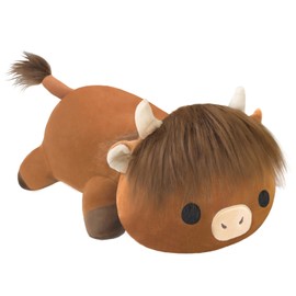 SQEQE Weighted Highland Cow Plush, Weighted Highland Cow Stuffed Animal, Cute Cow Plushies Soft Pillow Toy Gift for Kids Adults 13.8 Inch, 1.6 Lbs