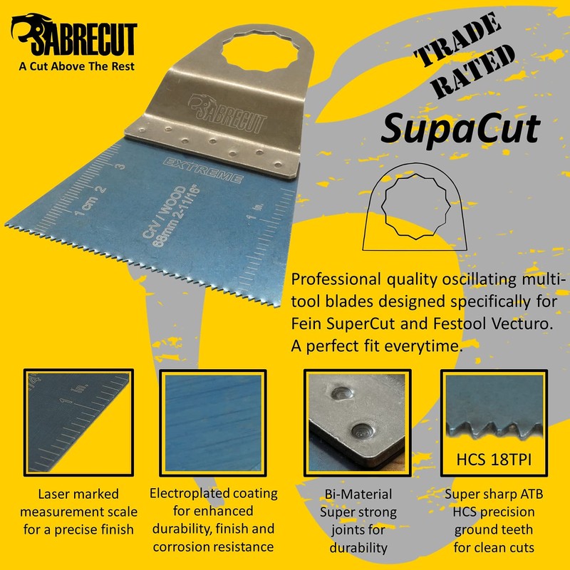 10 x SabreCut SC65F_10 65mm Fine Tooth Wood Blades Compatible