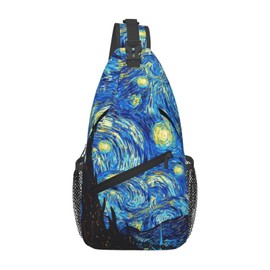 MEDTOGS Starry Sling Bag Vintage Sling Backpack Crossbody Bag for Men Women Casual Shoulder Daypack Anti Theft Purse Crossbody Fanny Pack Travel Hiking Gym Sports