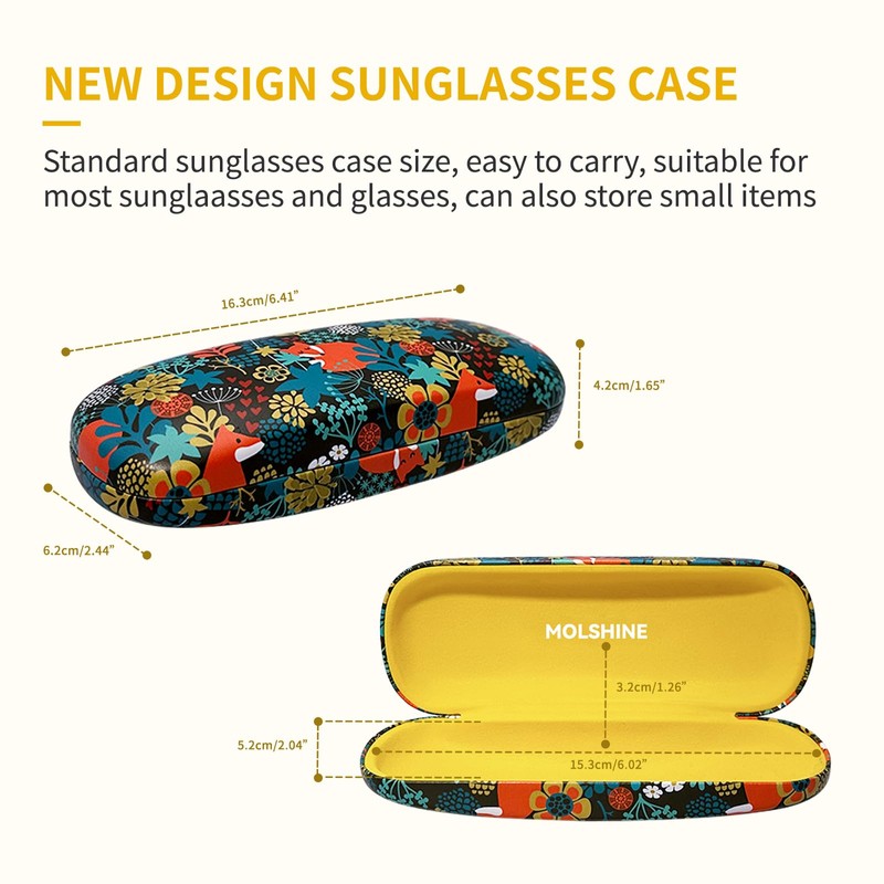 molshine Hard Shell PU Leather Glasses Case, Travel Portable Eyeglass