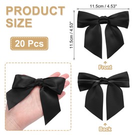 PATIKIL 4.5" Twist Tie Satin Bow, 20Pcs Large Twist Tie Pretied Satin Ribbon Bow Premade Wrapping Bownot Decoration for Treat Bag Craft DIY Wedding Christmas Package Gift, Black