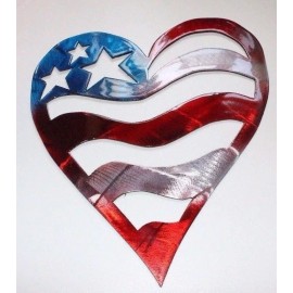 Unbranded Stars & Stripes Heart - Metal Wall Art - Red, White & Blue 16"