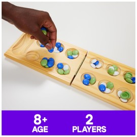 Spin Master Games, Cardinal Classics, Mancala, Classic Strategy Board Game with Folding Wood Board, Mancala Set for Beginners & Experts, 2 Players, Stocking Stuffer Gift Ideas for Ages 8 & Up