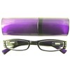 [Bayline] ベイライン リーディンググラス（老眼鏡） ラインストーンスクエア系クリアカラー208D(パープル, 1.5)／プラスチックケース