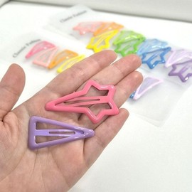 1 Vivid Random Color Star Triangle Hair Clip Cute Lovely Snap Hair Clip (WFIP80E) / 비비드 랜덤컬러 별 세모 헤어핀 1개 큐티 러블리 똑딱이 머리핀 (WFIP80E)